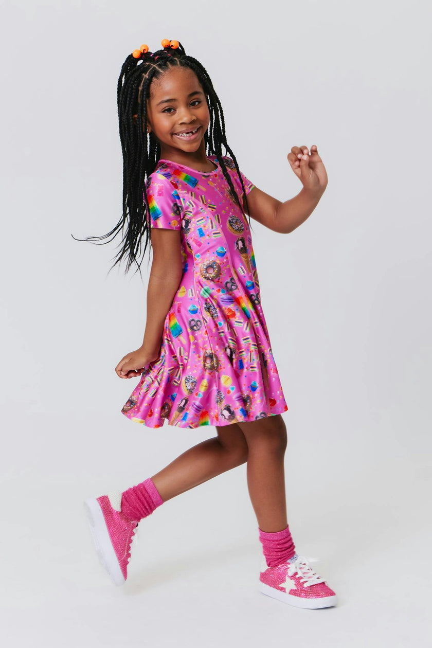 Girls Cap Sleeve Skater Dress