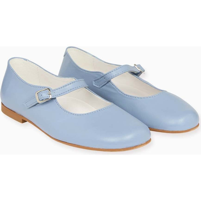 Dusty Blue Leather Girl Mary Jane Shoes