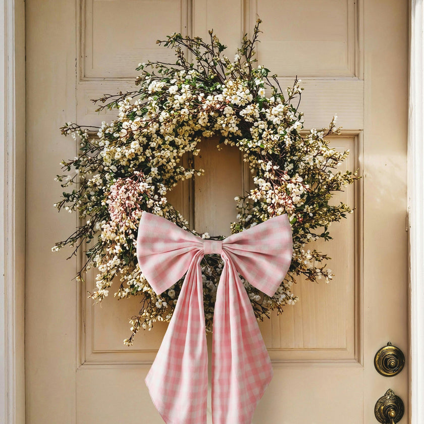 Wreath Bow in Pink Gingham