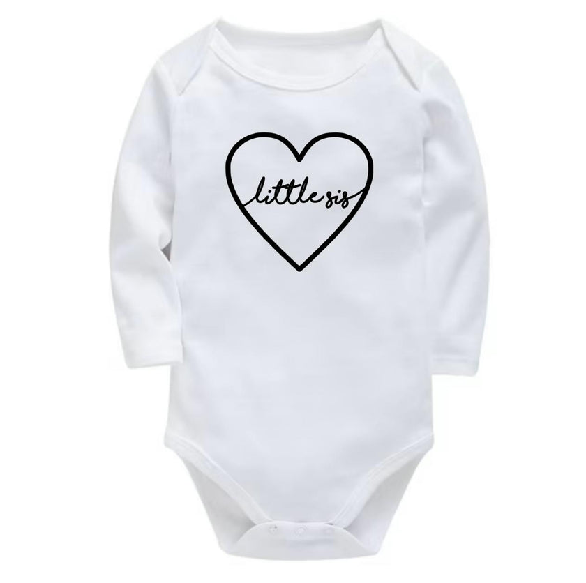 Little Sis Baby Bodysuit, White