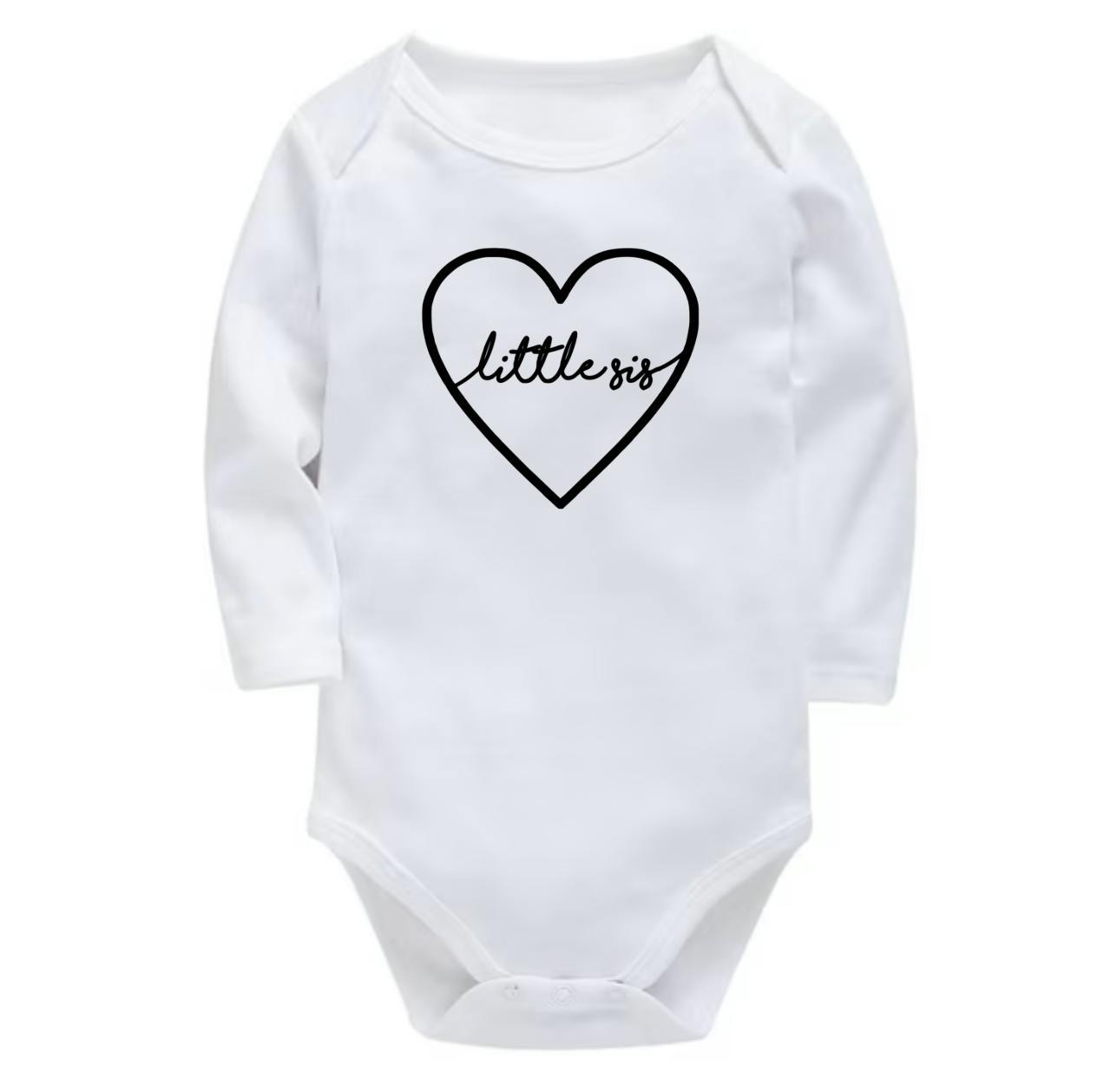 Little Sis Baby Bodysuit, White