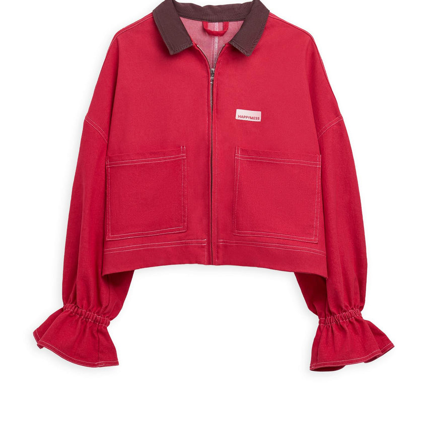 women's denim jacket - retro red