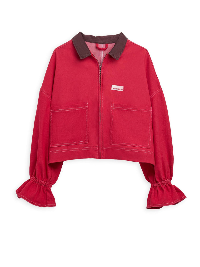 women's denim jacket - retro red