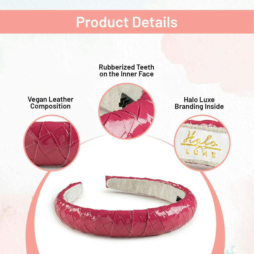 Halo Luxe Poppy Braided Woven Patent Headband - Rose