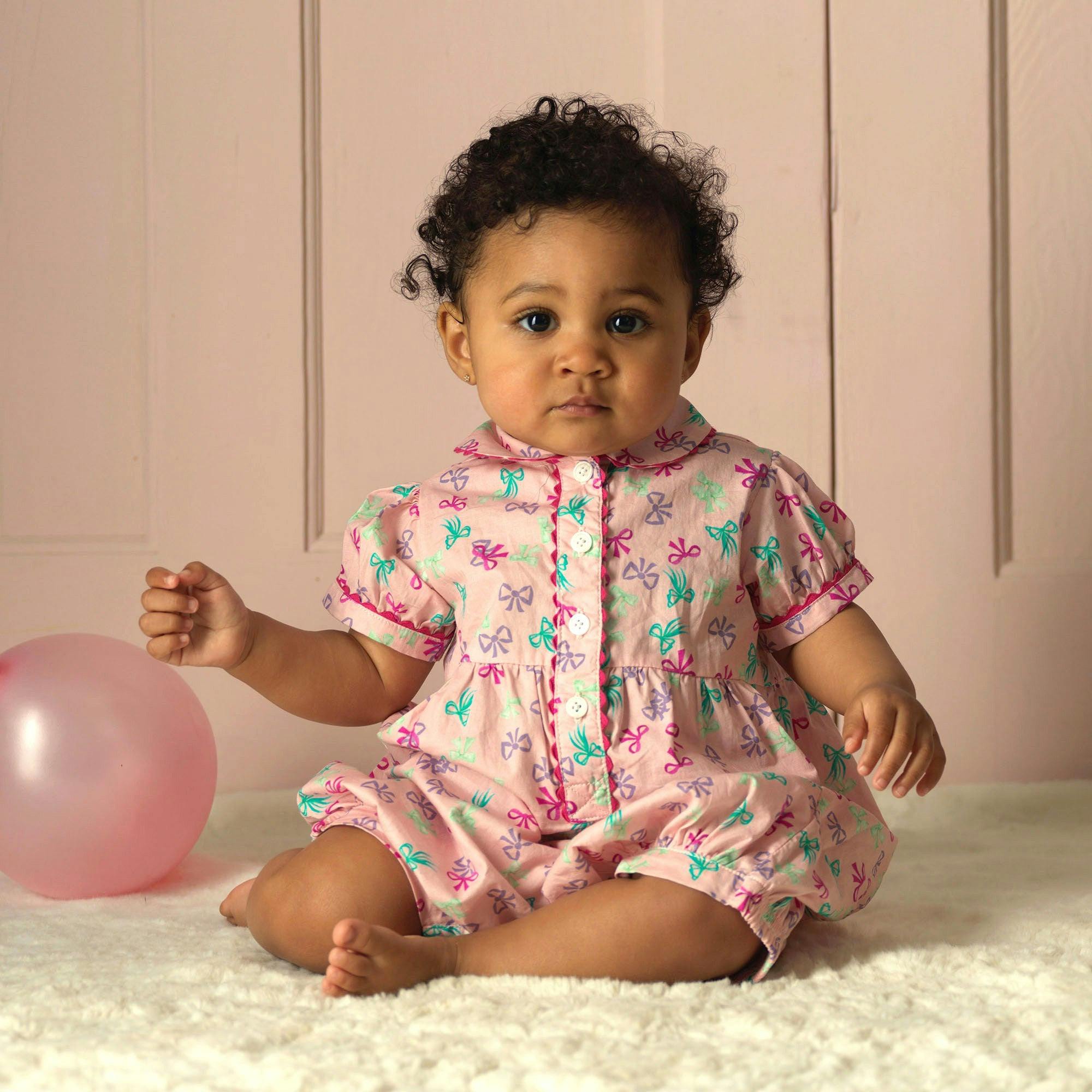 Bow Button-Front Babysuit