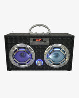 Bluetooth FM Radio W LED  Speakers Black Boombox