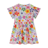 Girls Printed Rib Dress | Multicolor Floral