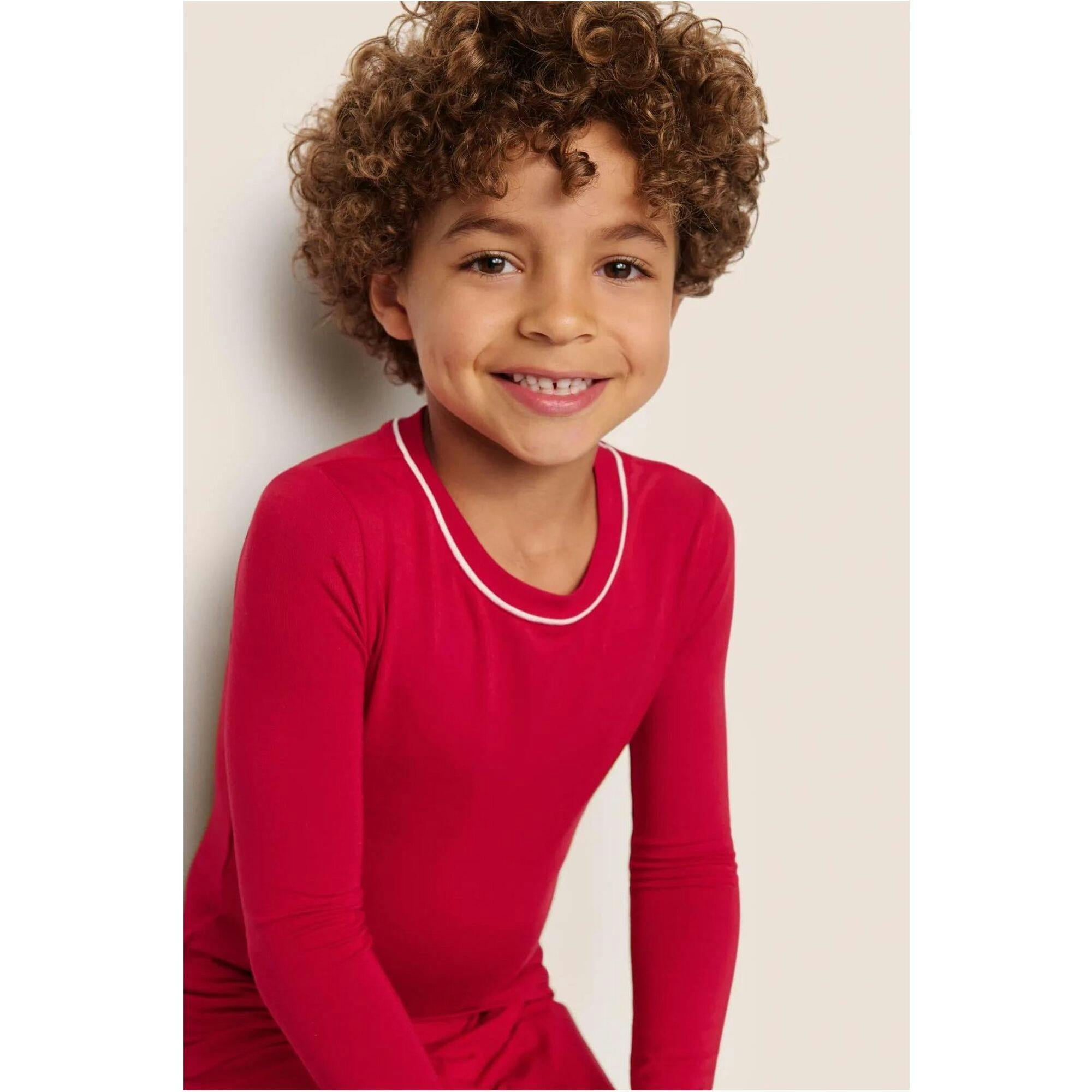 Kids TENCEL Modal Unisex Long PJ Set, Red