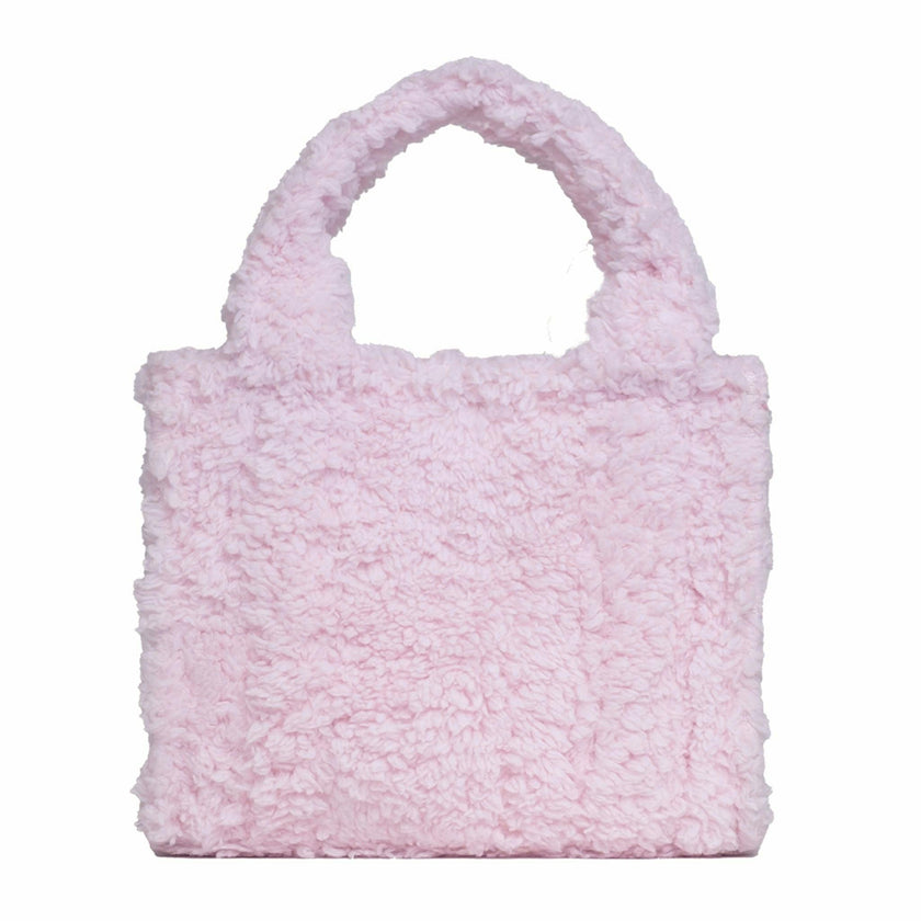 Sherpa Tote Bag – Cozy, Colorful & Convertible with Matching Coin Purse, Strawberries + Daisies