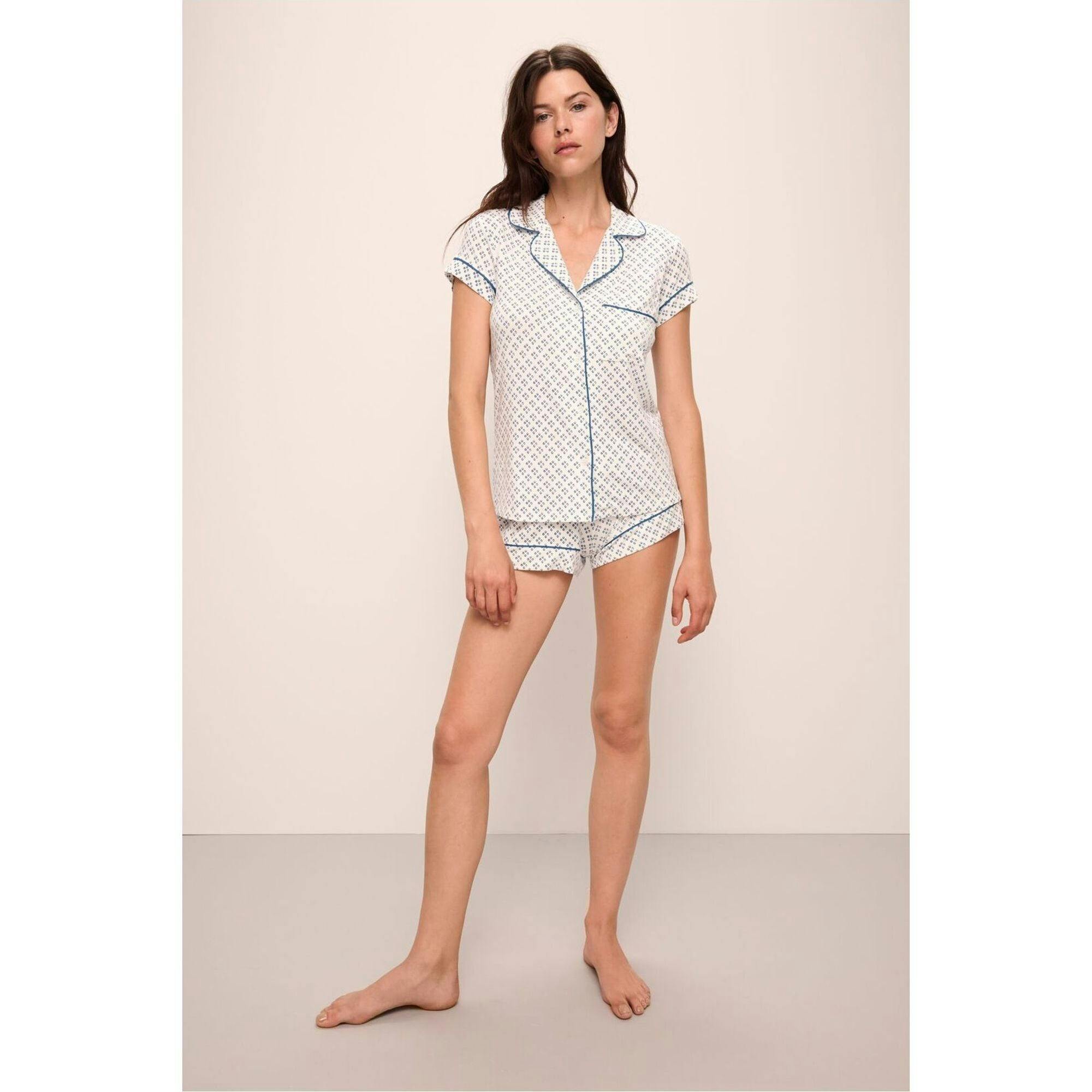 Gisele Printed TENCEL Modal Shortie Short PJ Set, White
