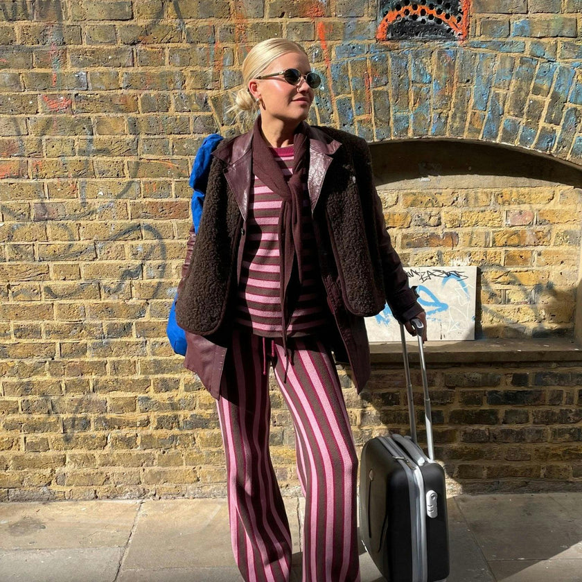 women's cotton sweater - berry stripes