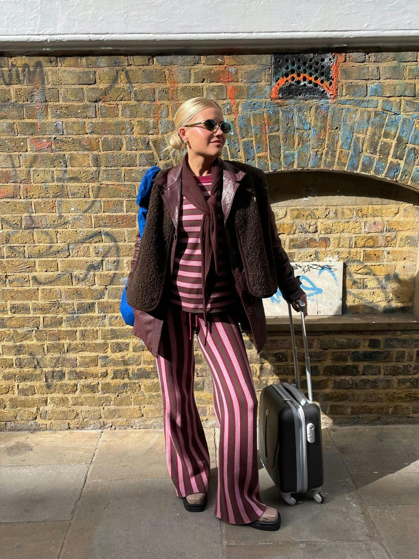 women's cotton sweater - berry stripes