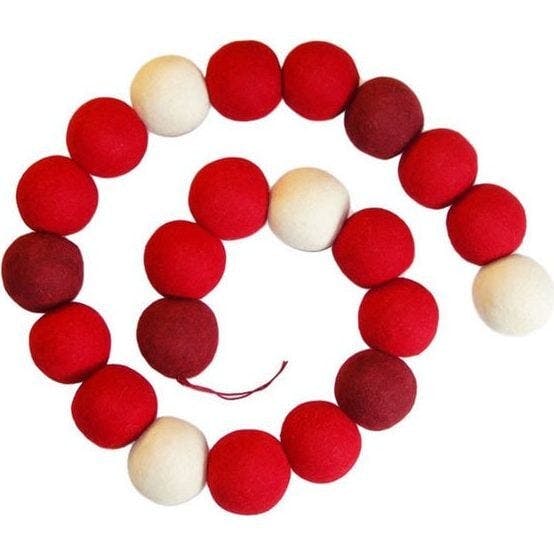Enormous Christmas Garland and Bunting - XL Maroon, Red, and Cream Balls - 6'