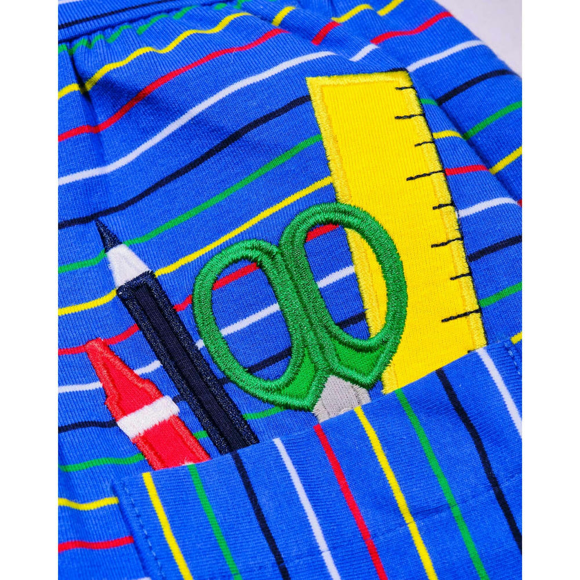 Stripe Knit Dress With School Supplies