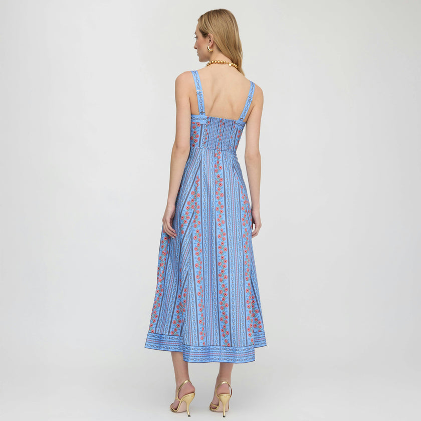 The Ezra Dress - Blue Floral Batik Stripe
