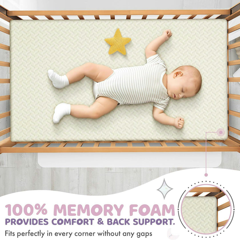 2” Crib Mattress Topper Memory Foam - Waterproof Breathable Soft Washable Cover 52” x28” x 2” Fits Standard Size Cribs & Toddler Beds by Sleepah