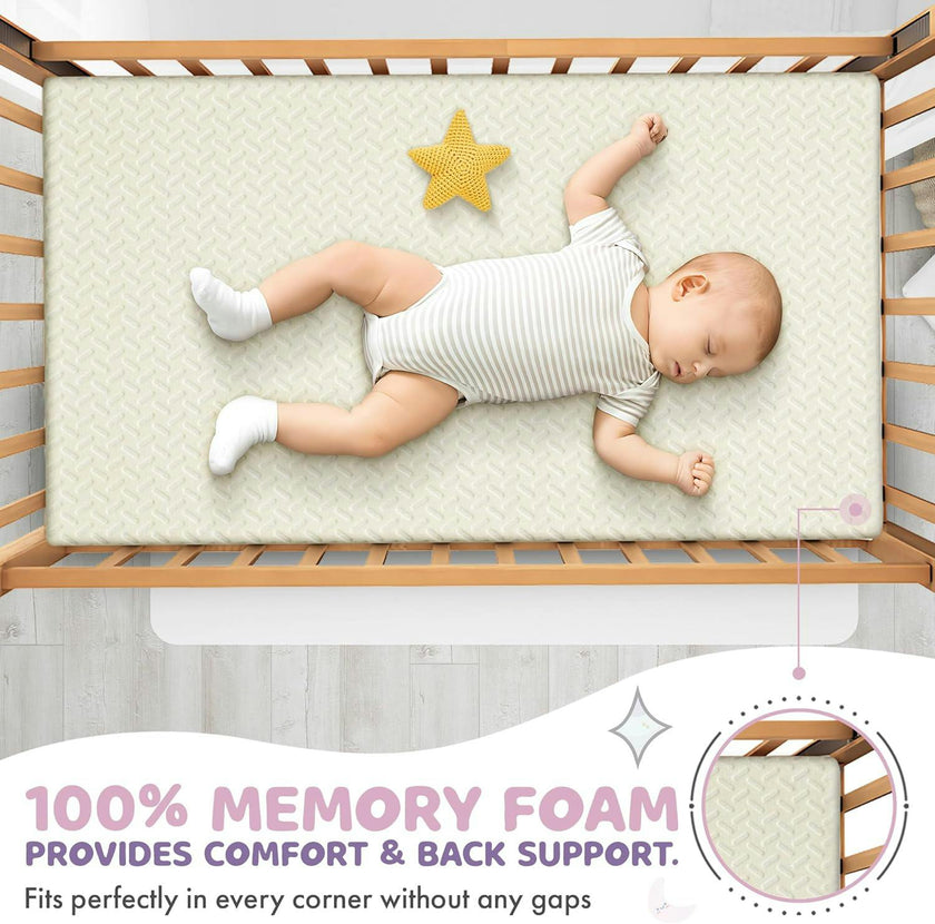 2” Crib Mattress Topper Memory Foam – Waterproof & Breathable Soft Cover
