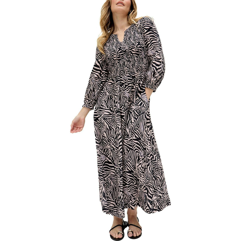 Paulina Shirred Bodice Print Maxi Dress