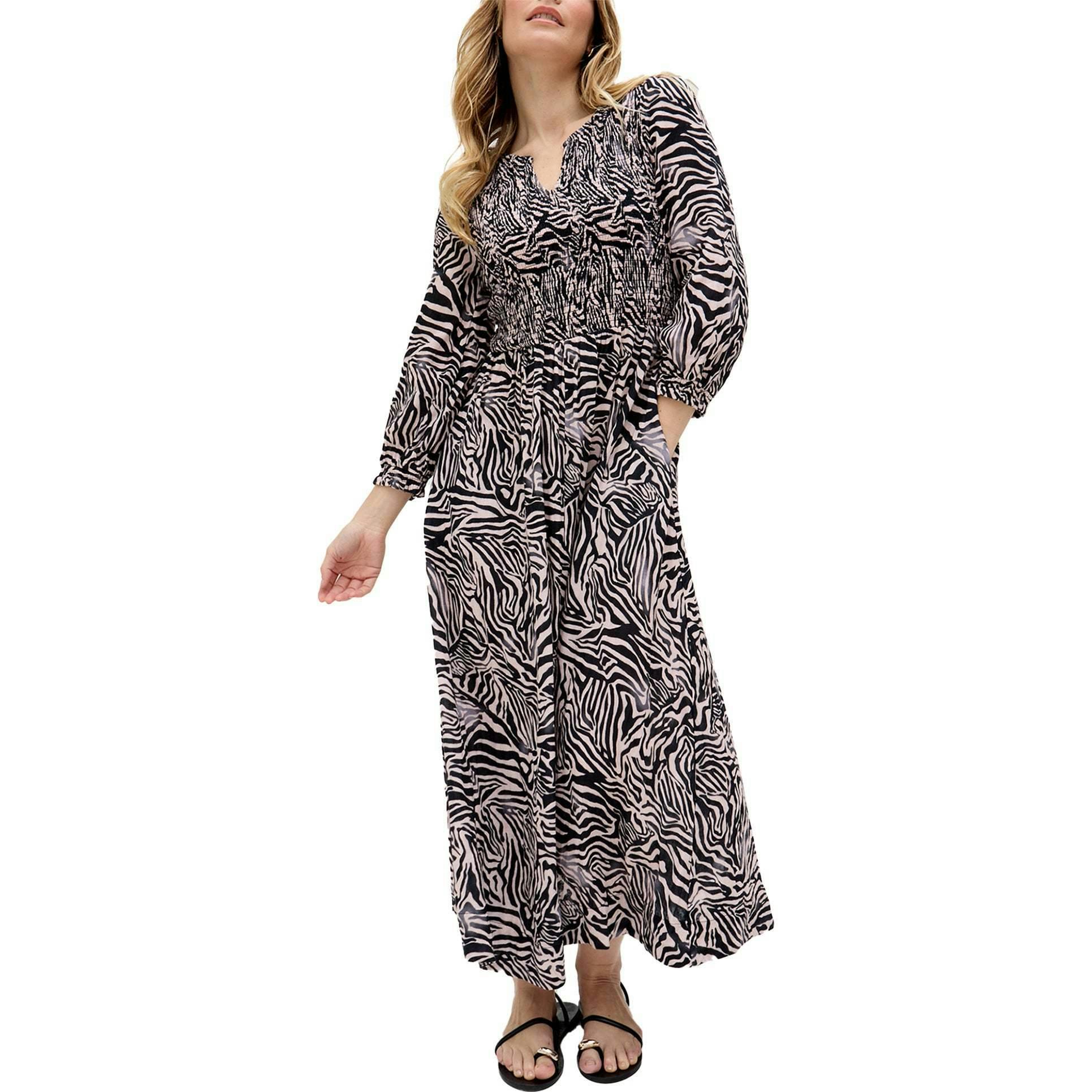Paulina Shirred Bodice Print Maxi Dress