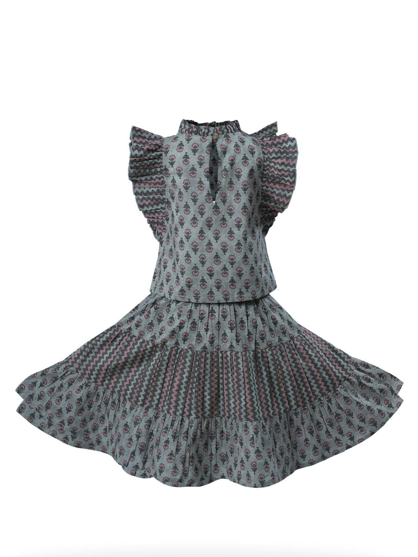 Tittli Top and Skirt Set Mocha Cement