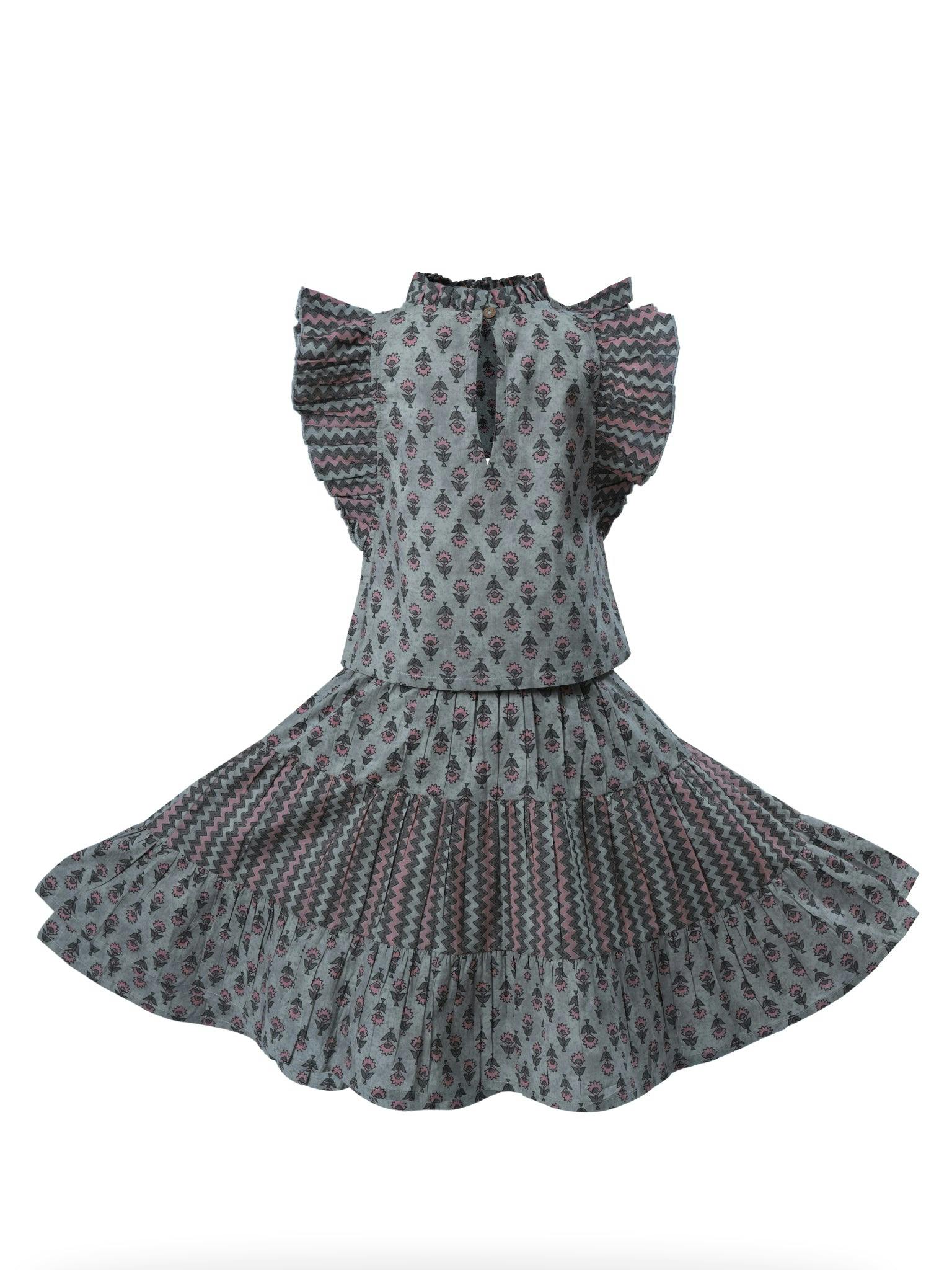 Tittli Top and Skirt Set Mocha Cement