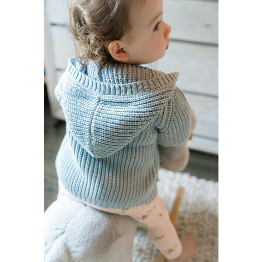 Pima Cotton Knit Waffle Hoody in Pearl Blue