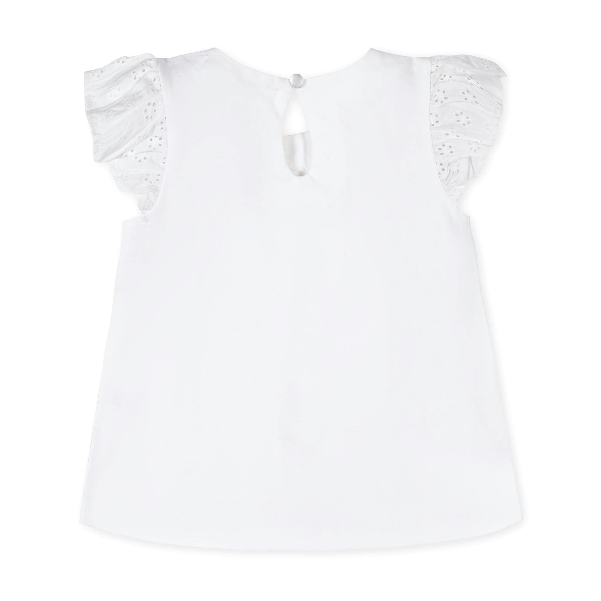 Organic Knit Top with Eyelet Flutter Sleeves