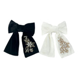 Embroidered Velvet Pearl Hair Bow