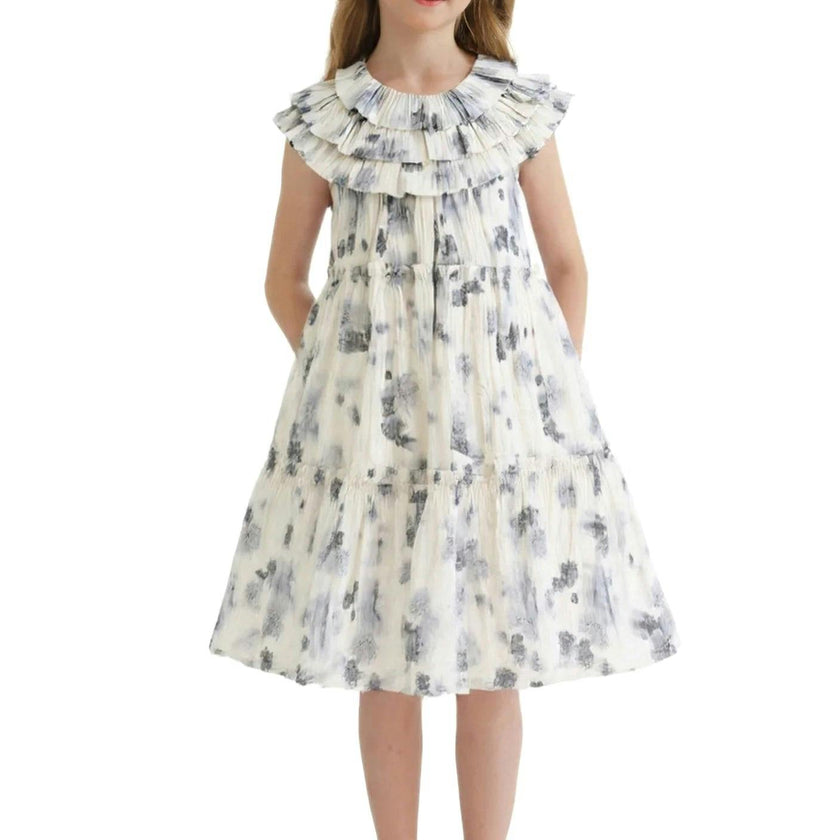 Ivory Floral Short Sleeve Dress