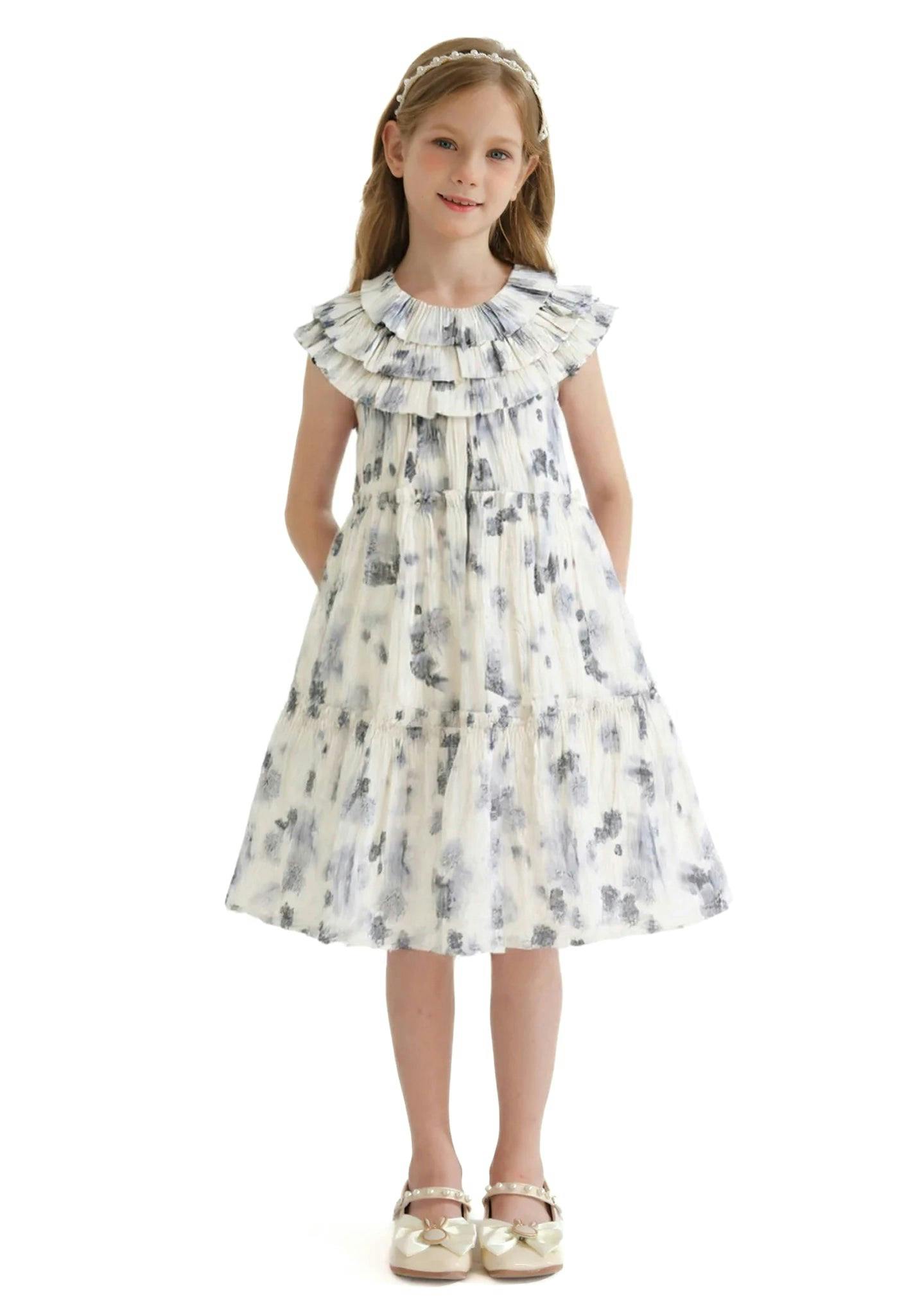 Ivory Floral Short Sleeve Dress