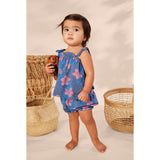 Baby Tie Shoulder Smocked Chest & Hem Set, Blue