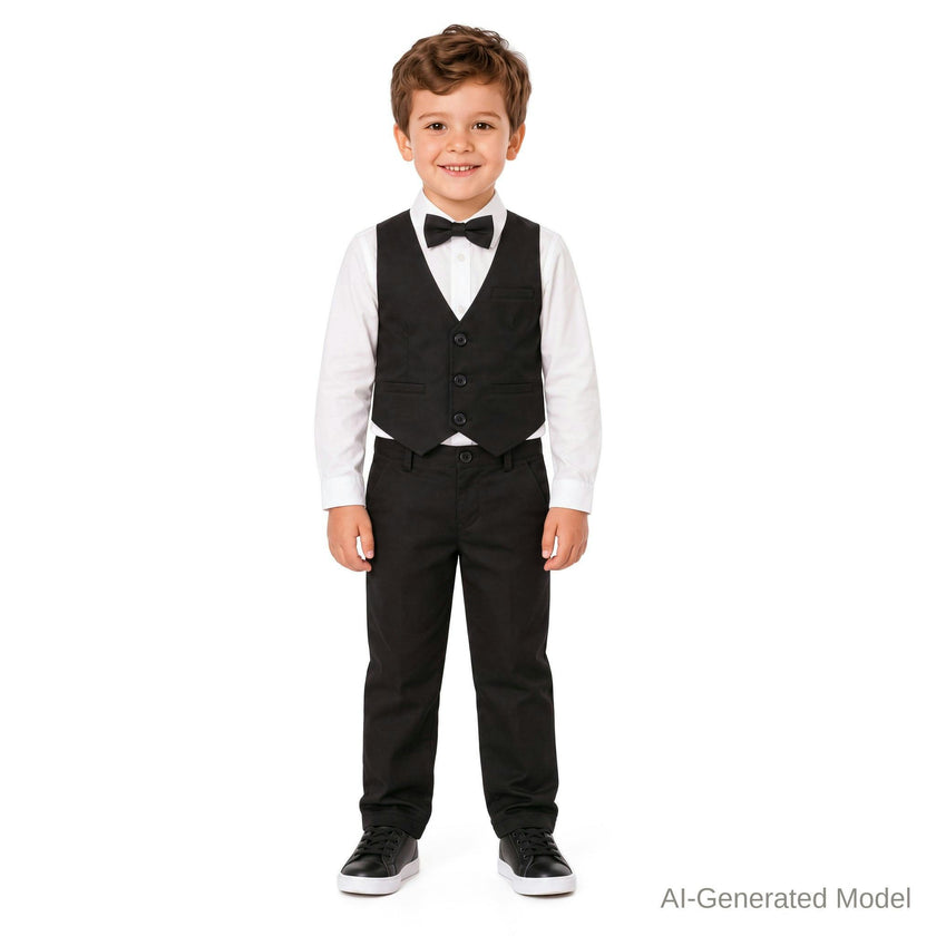 Kids 3-Piece Dapper-in-a-Dash Vest Set | Black