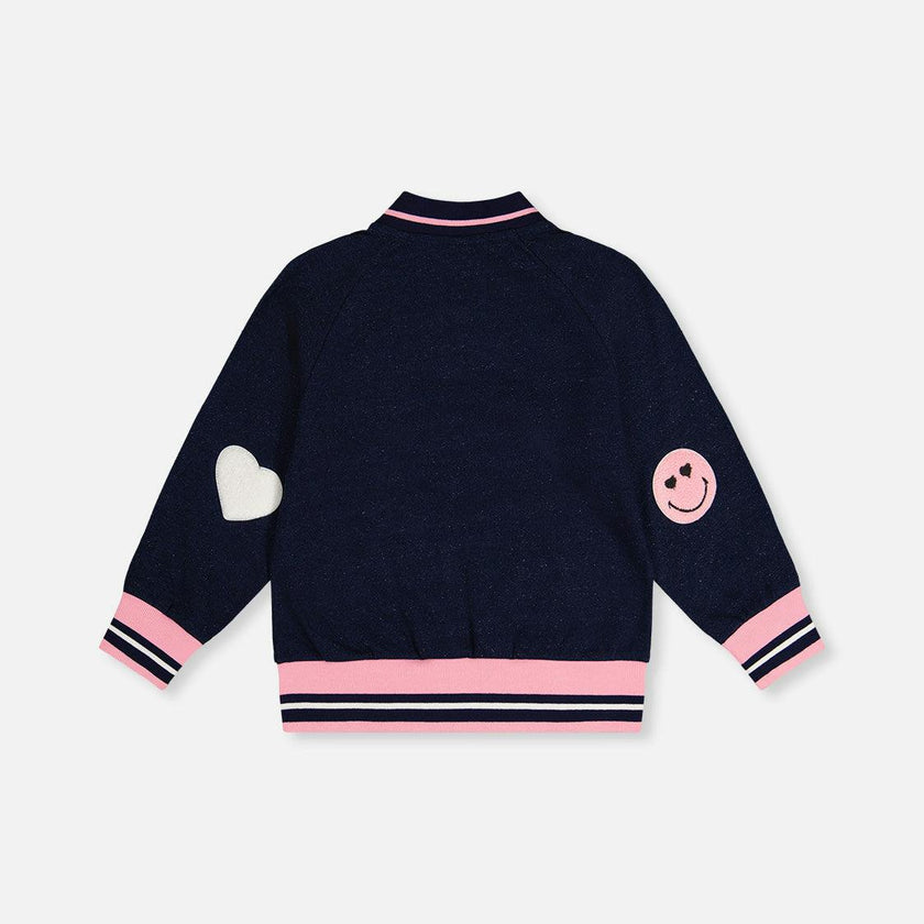 French Terry Jacket Navy Blue Denim