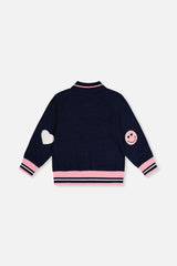 French Terry Jacket Navy Blue Denim