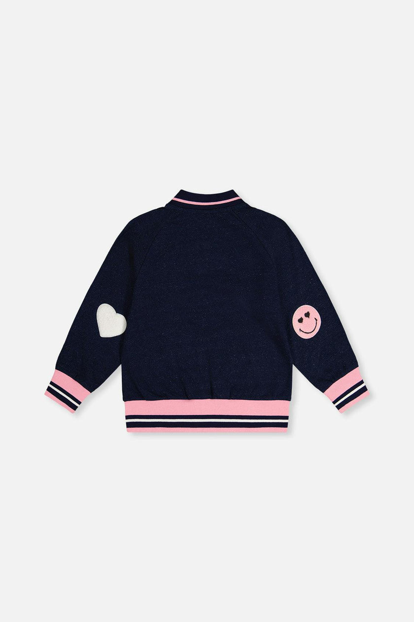French Terry Jacket Navy Blue Denim