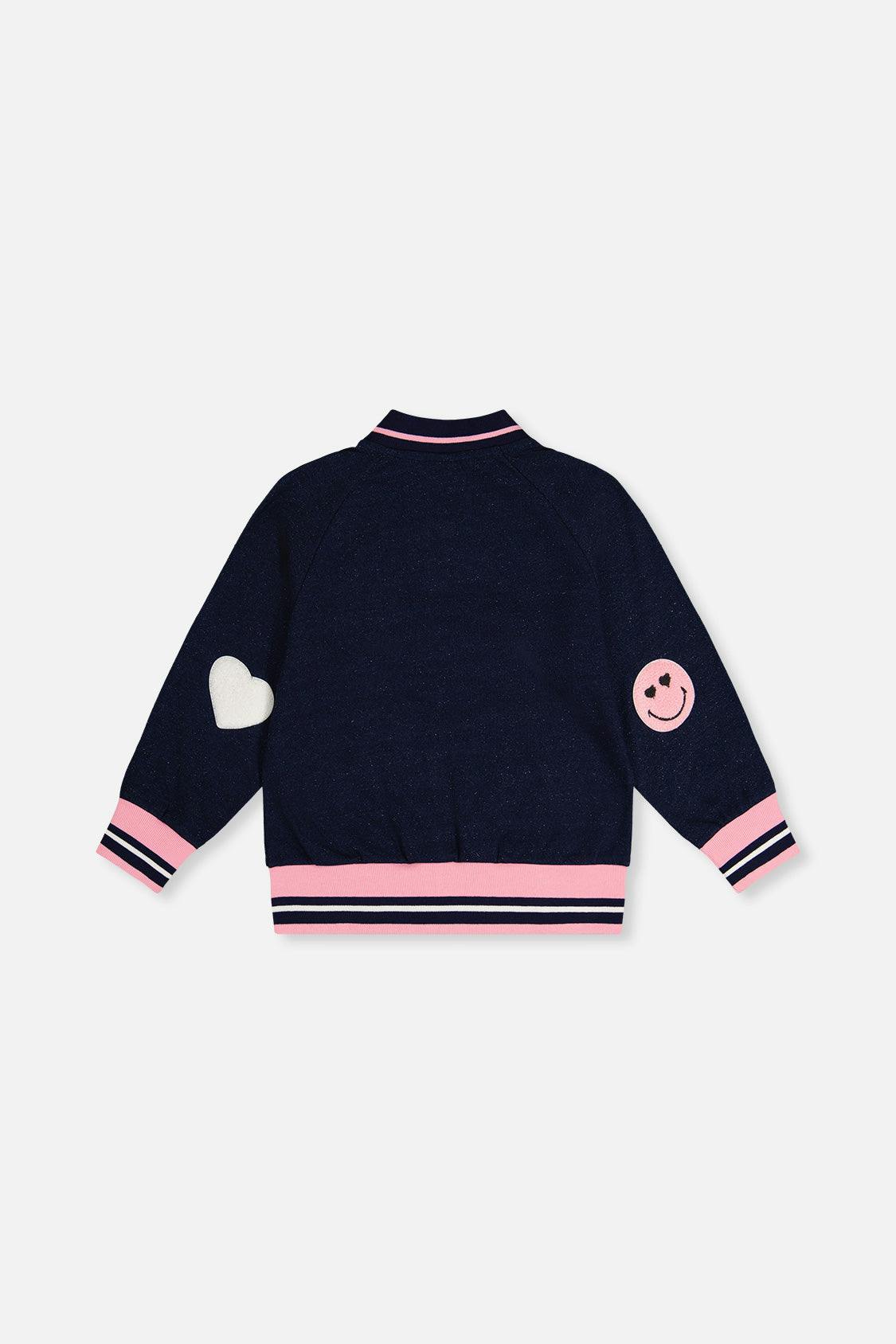 French Terry Jacket Navy Blue Denim