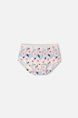 Organic Cotton Boyshort Panty Blue Smiling Flower Print