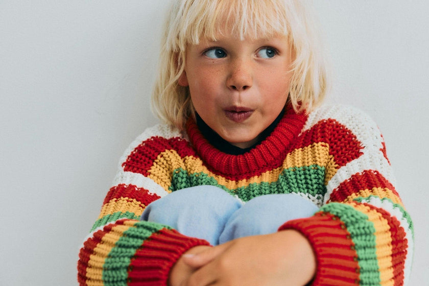 Lantana Jumper Tulip Red Knit Stripes