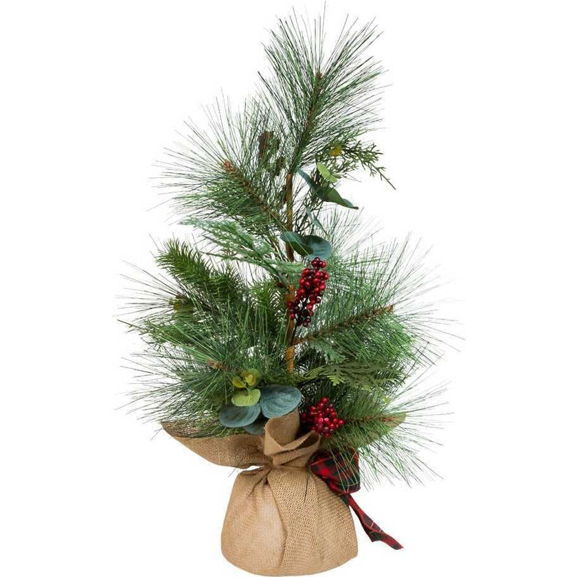 24-Inch Berries and Plaid Ribbon Green Tree