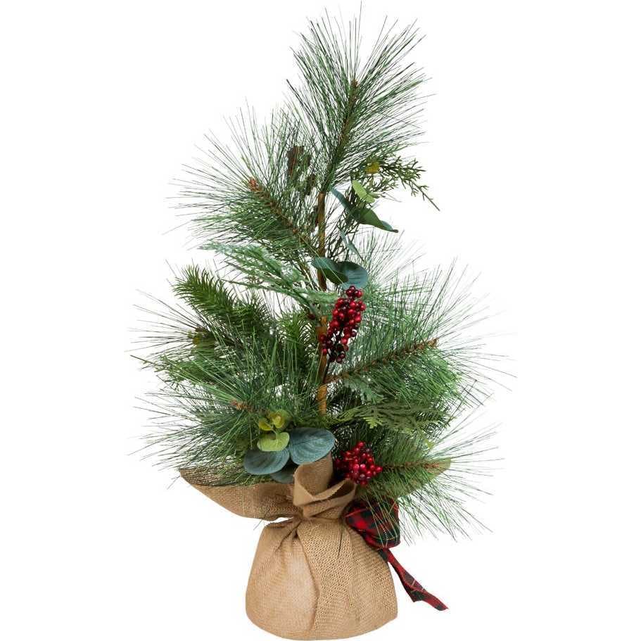 24-Inch Berries and Plaid Ribbon Green Tree