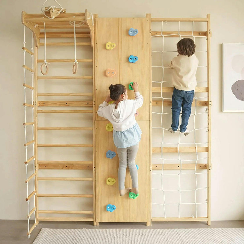 Walnut | Swedish Ladder Jungle Gym - Wall Mounted