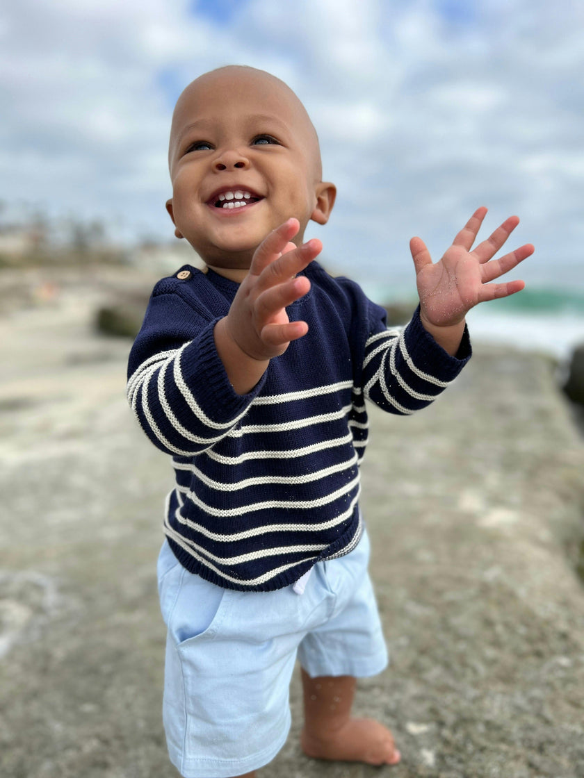 BRETON Navy/Cream Striped Baby Sweater