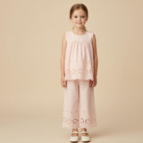 Organic Eyelet Top And Pant Set - Blush Eyelet