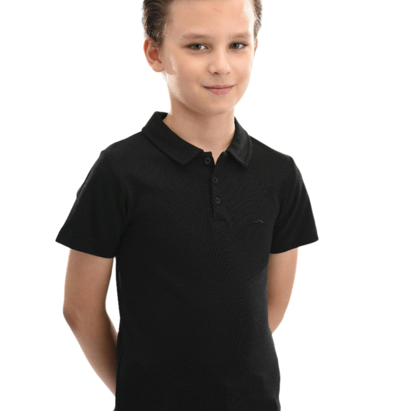 Black Solid Logo Polo
