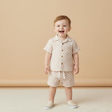 Organic Shirt & Shorts Set - Brick Checks