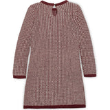 Organic Long Sleeve Bow Detail Tweed Sweater Dress, Red