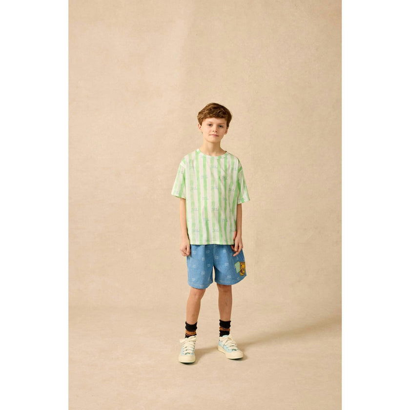 Organic Weekend Tee in Pistachio Stripe