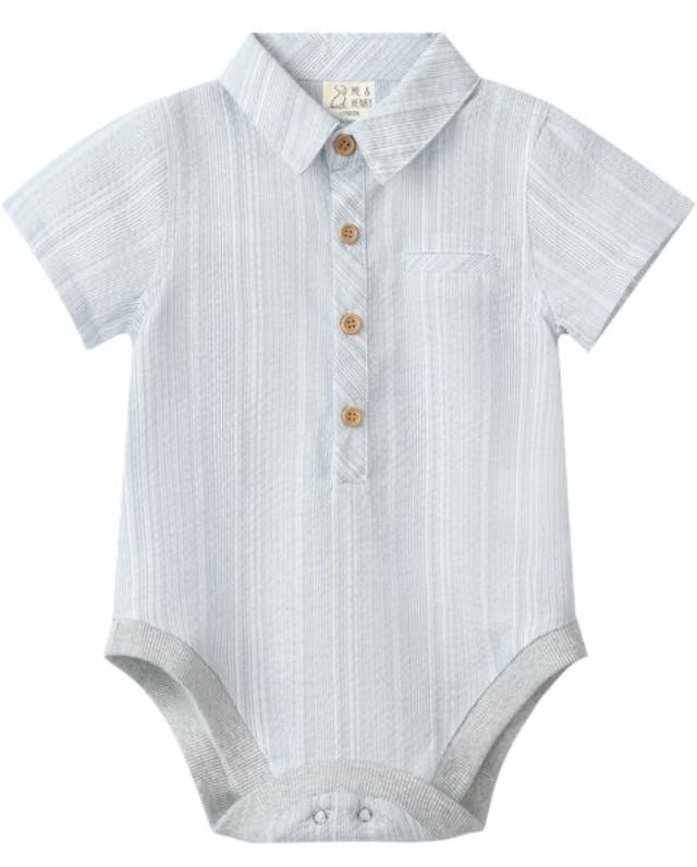 CHAMBRAY TEXTURED STRIPE HELFORD WOVEN ONESIE