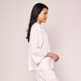 The Olivia Wide Leg Pima Pajama Set in Pink Stripe