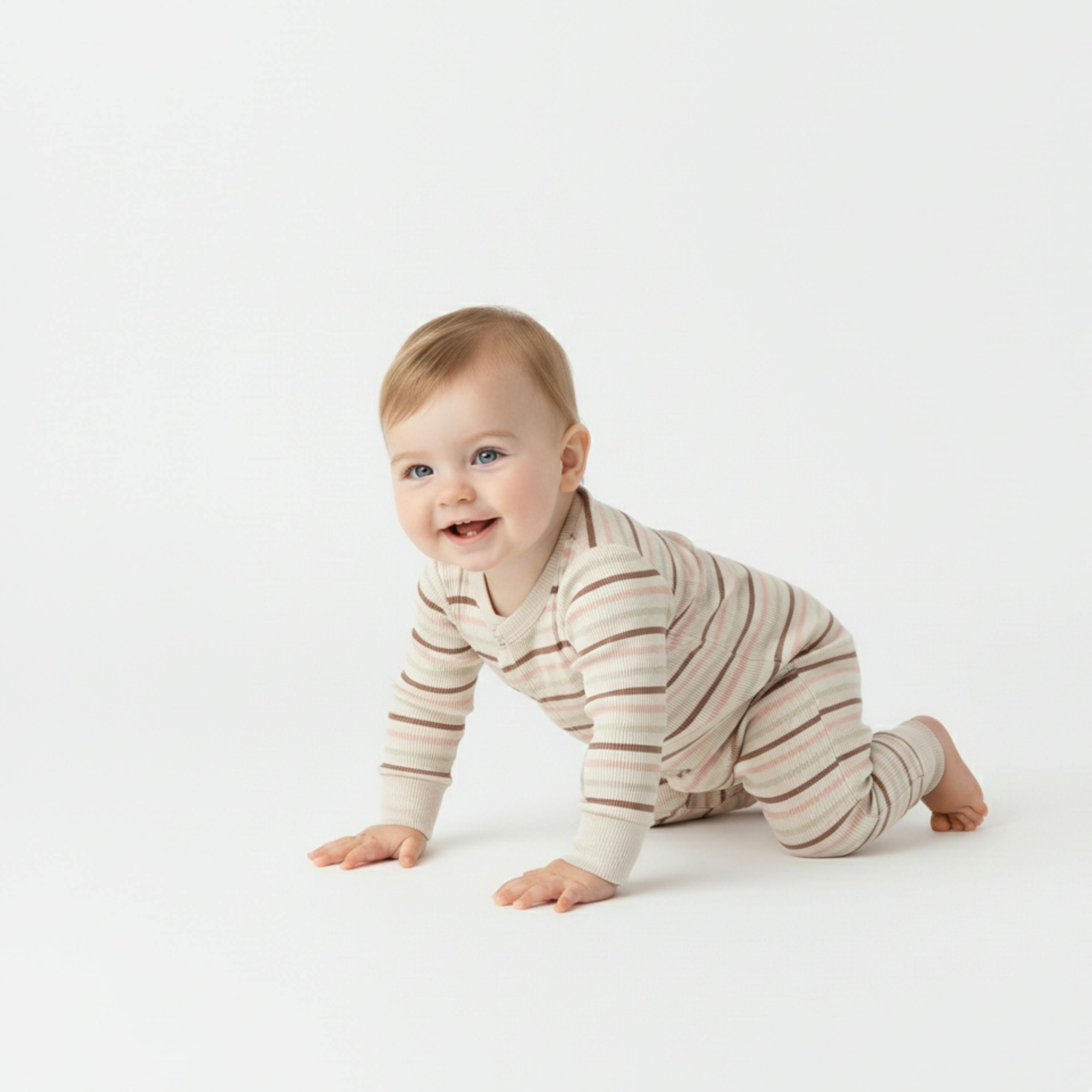 Organic 2-Way Zip Romper - Terra Stripes